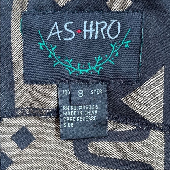 Ashro Black and Gold Ethnic African Print Sleeveless Sheath Dress Size 8 - Picture 9 of 11